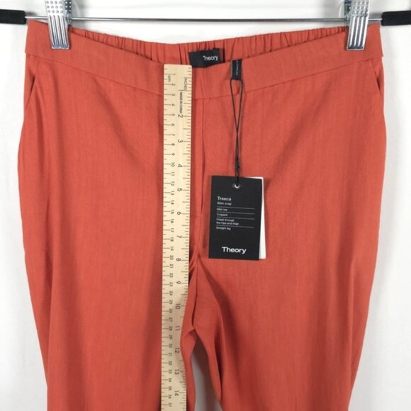 NWT THEORY LINEN Blend TRECCA Slim Crop PULL ON Pants St.N043203R Size 2 - Picture 7 of 13